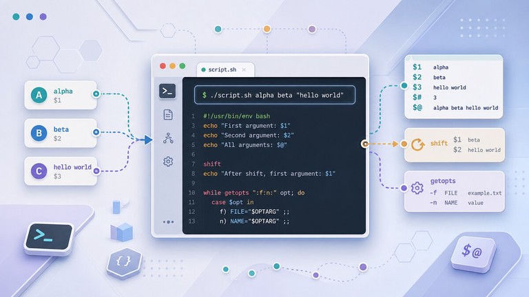 Bash script arguments represented as connected command-line parameters