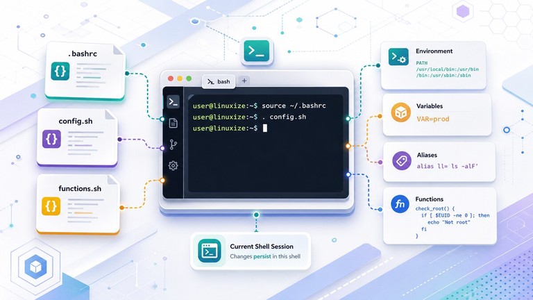Using the Bash source command to load scripts and variables