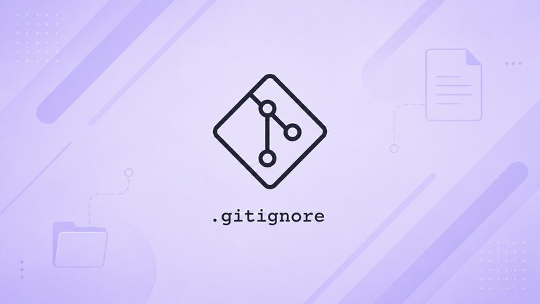 Git logo with the .gitignore title, a folder, and a file icon