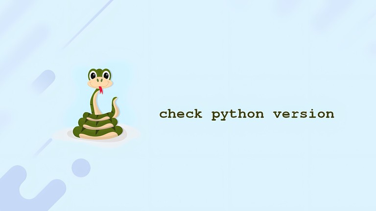 Cartoon green snake next to the text check python version