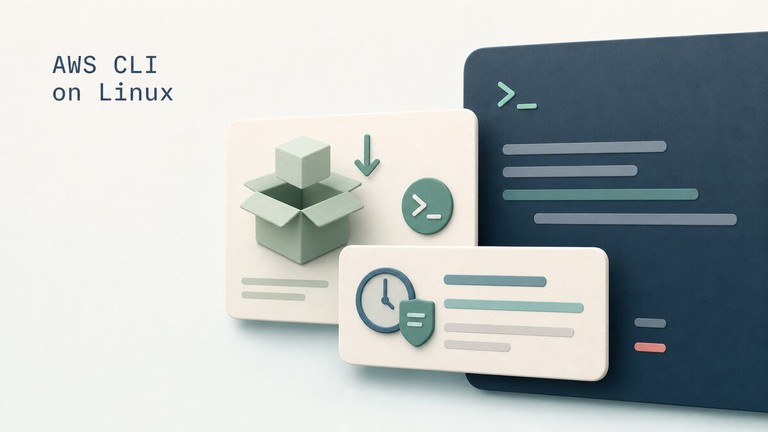 AWS CLI installation and temporary credential setup in a Linux terminal