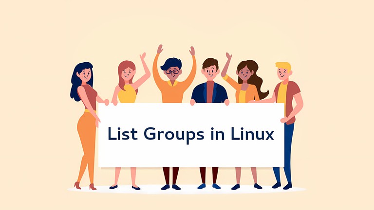 Listing Linux groups with the groups and id commands in a terminal
