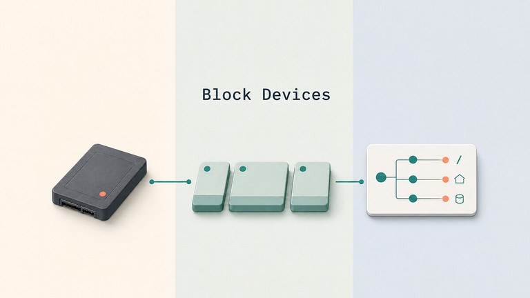 Using the lsblk command to list block devices and partitions in Linux