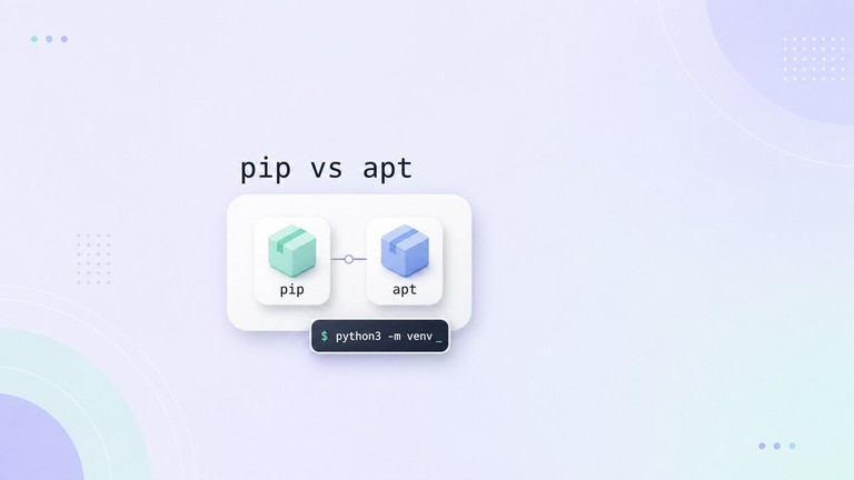 pip and apt package manager cards for Python packages on Linux
