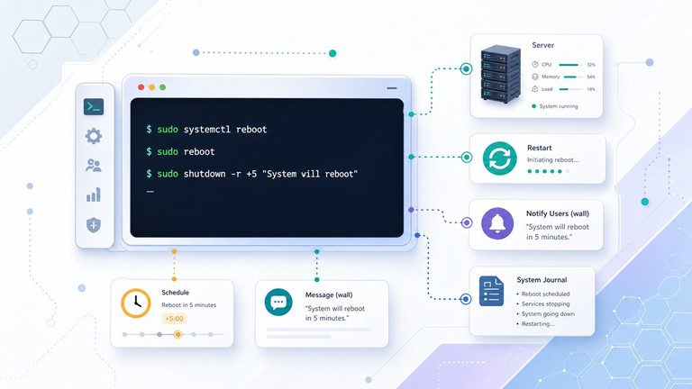 Rebooting a Linux system from the command line using systemctl and shutdown