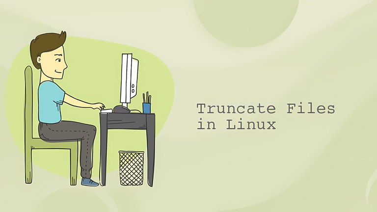 Terminal showing a file being truncated to zero bytes in Linux