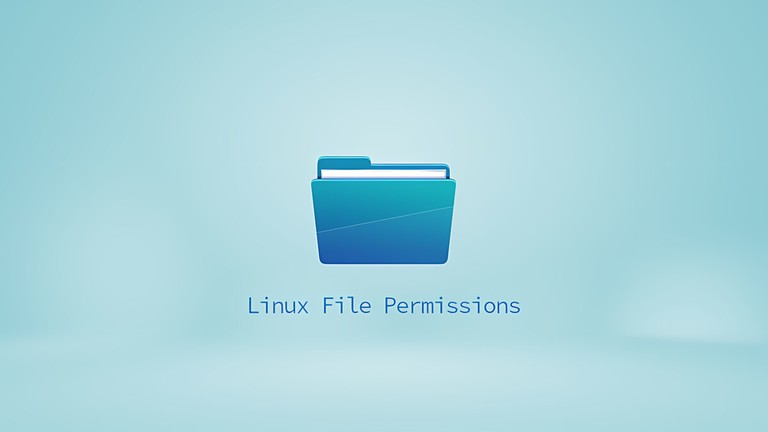 Blue folder holding documents, titled Linux File Permissions