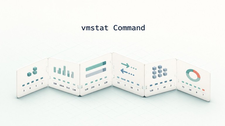 Folded vmstat statistics panels representing processes, memory, swap, I/O, system, and CPU data
