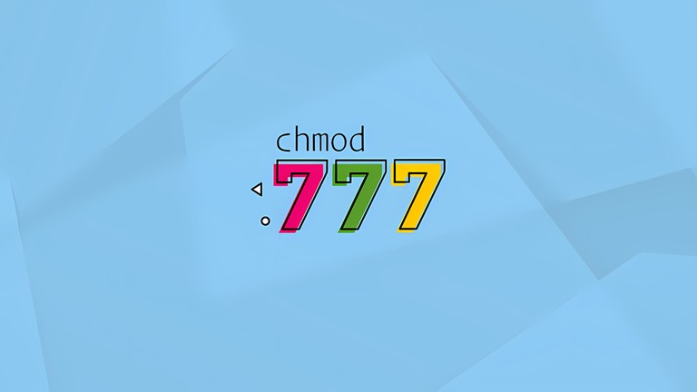 The word chmod above three colored sevens, one each for owner, group, and others